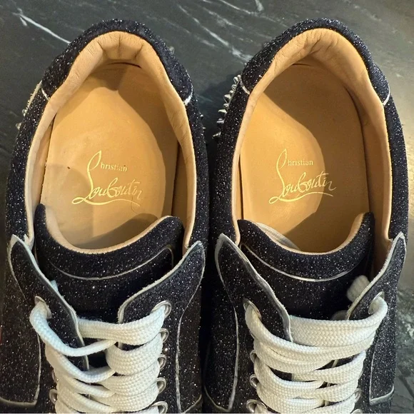 Christian Louboutin Vieira 2 Black Silver Spiked Sneakers 36 Red Bottoms - Picture 5 of 7